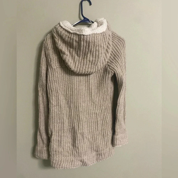 Zara Size Small Knit Fleece Hooded Long Sweater Jacket Wool Toggle Closure - Picture 2 of 6